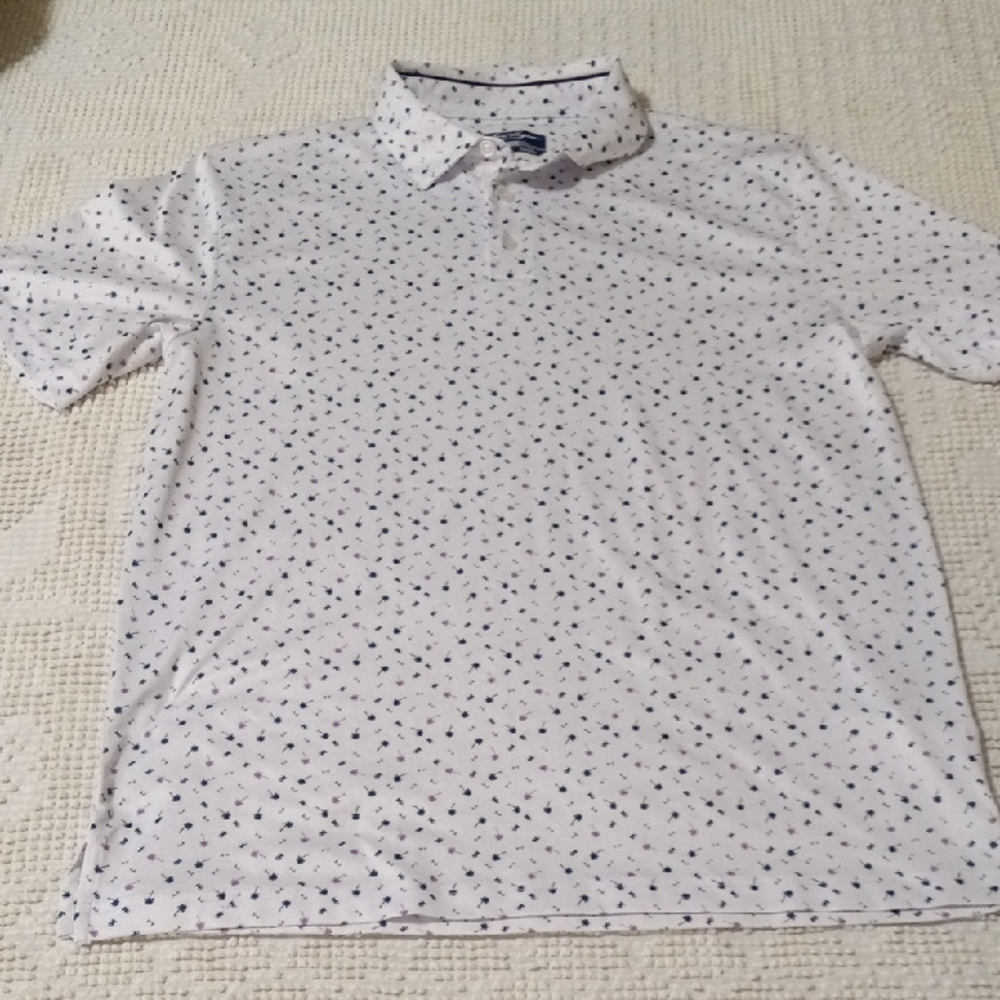 Men's Ben Hogan White Patterned Polo Shirt Sz.M